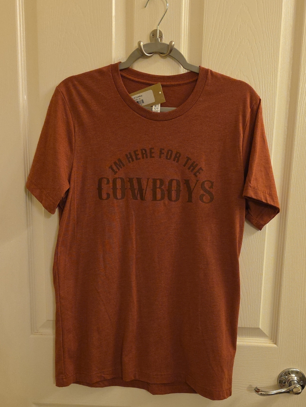 Bella Canvas "I'm Here for the Cowboys" Rust Short-Sleeve T-Shirt